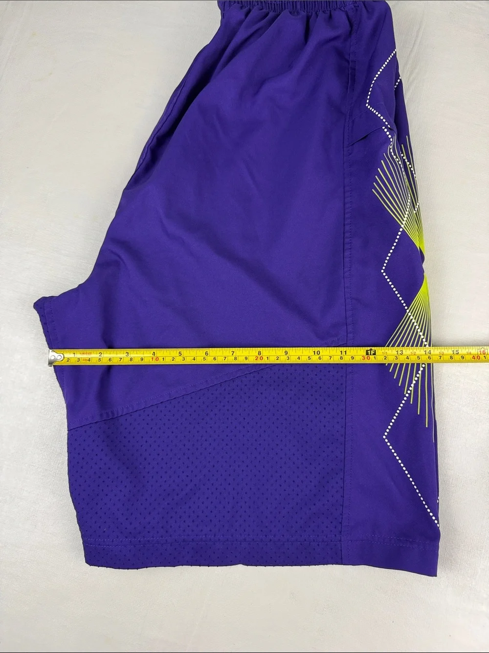 Jordan Men’s Purple Basketball Shorts Neon Yellow Accents Red Jumpman Size M